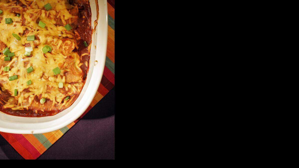 
Beef and black bean enchiladas
