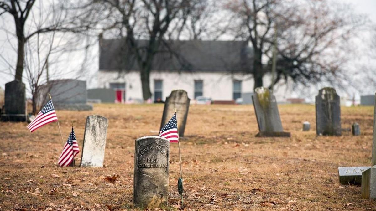 In this undated photo, grave stones sit near Fawn AME Zion Church in Fawn Township looking from the oldest part of the cemetery, in New Park, Pa. The original log church was closer to the cemetery that is the final resting place of Civil War soldiers and people born in the early 1800s.