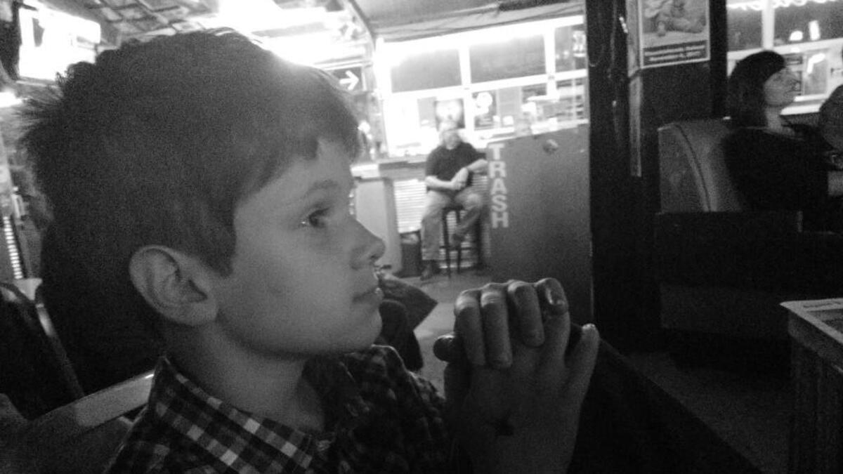 Who knew this innocent looking boy could scare the heck out of his dad on a dark and stormy night.