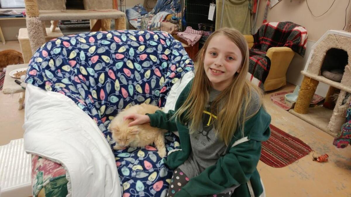 For her birthday, in lieu of gifts, Sylvia Parnell collected donations for HELP Humane, the shelter where the family chose their kitty years before.