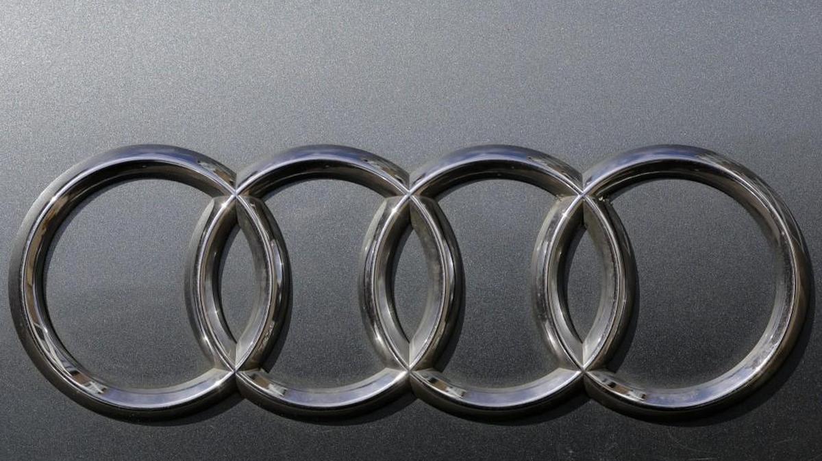 The brand logo of German car maker Audi