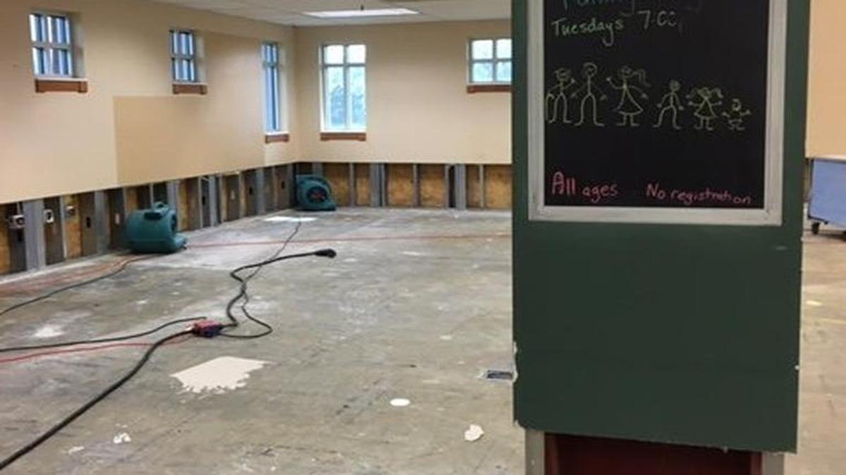 The Indian Creek Library near 127th Street and Black Bob Road has remained closed since March 3. A waterline under the foundation ruptured and flooded the building with six inches of standing water and mud that eroded the foundation’s subbase.