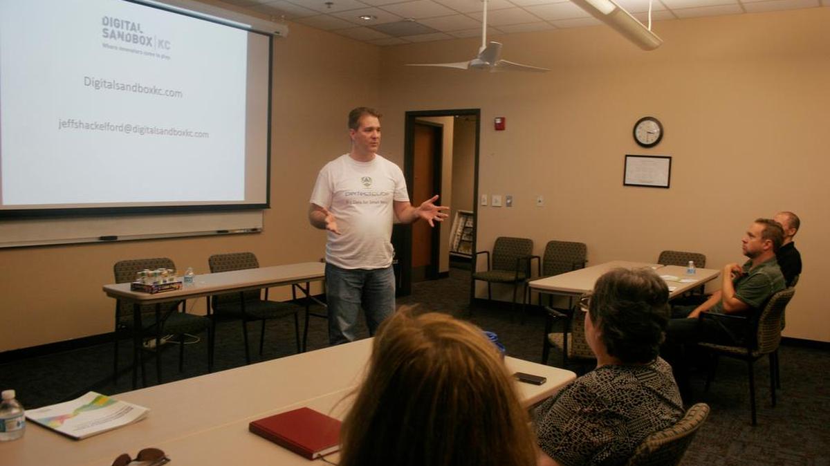
Mark Calhoun of PerfectCube spoke recently to a entrepreneurs gathered at Olathe City Hall.

