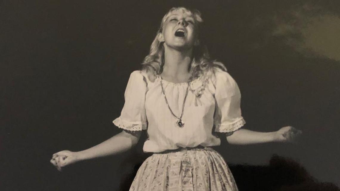 Stacey, singing the role of Luisa in The Fantasticks at the University of Kansas, 1984.