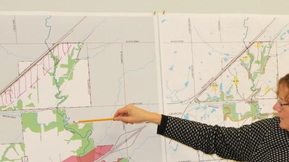 Dolores Silkworth of RDG Planning & Design pointed out a feature of the preliminary plan for Big Bull Creek Park.