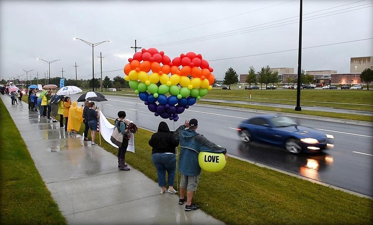 In September 2017, supporters gathered for a rally in front of Olathe Northwest High School in response to the public ridicule and taunts against LGBTQ students during a homecoming parade.
