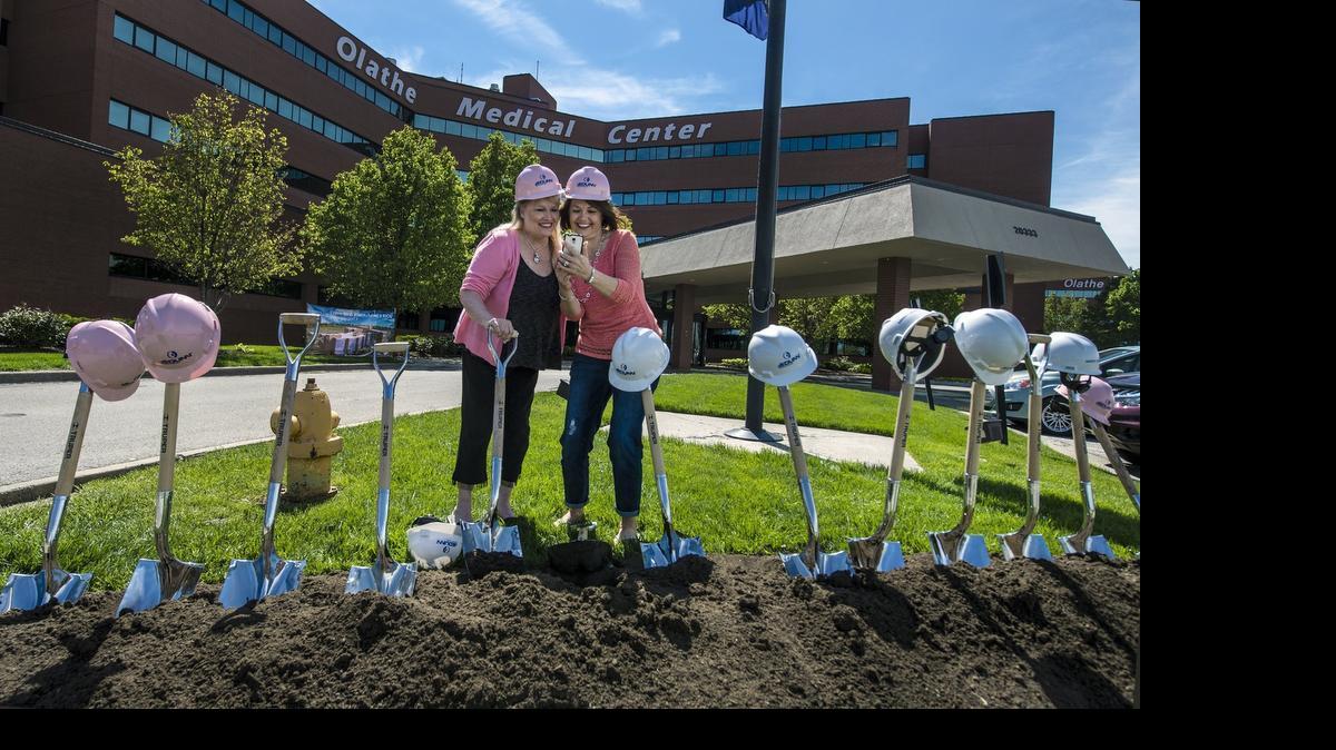 
Sandy Swank (left) and Sharon Wingers took photos of themselves after a groundbreaking ceremony last Monday for a new birthing center at Olathe Medical Center. Swank, a registered nurse, and Wingers, an obstetrics technician, both will work in the new birthing center. 

