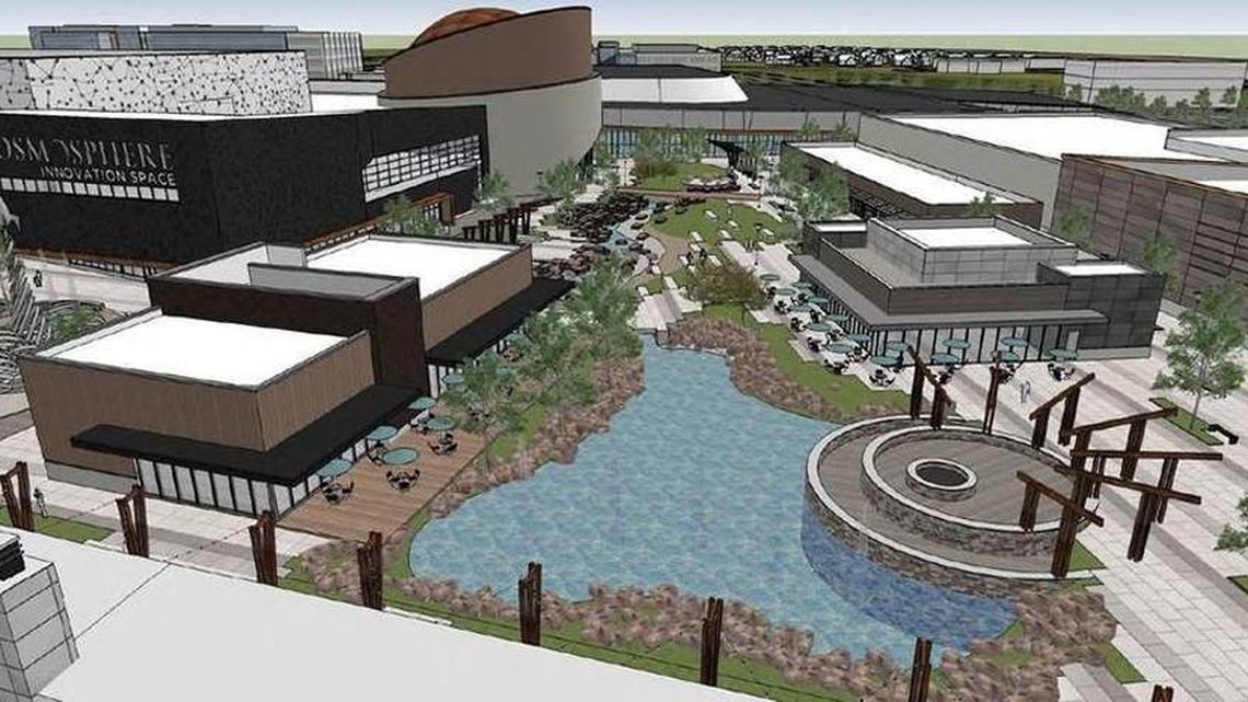 The proposed BluHawk development in Overland Park includes a sports arena and space museum.