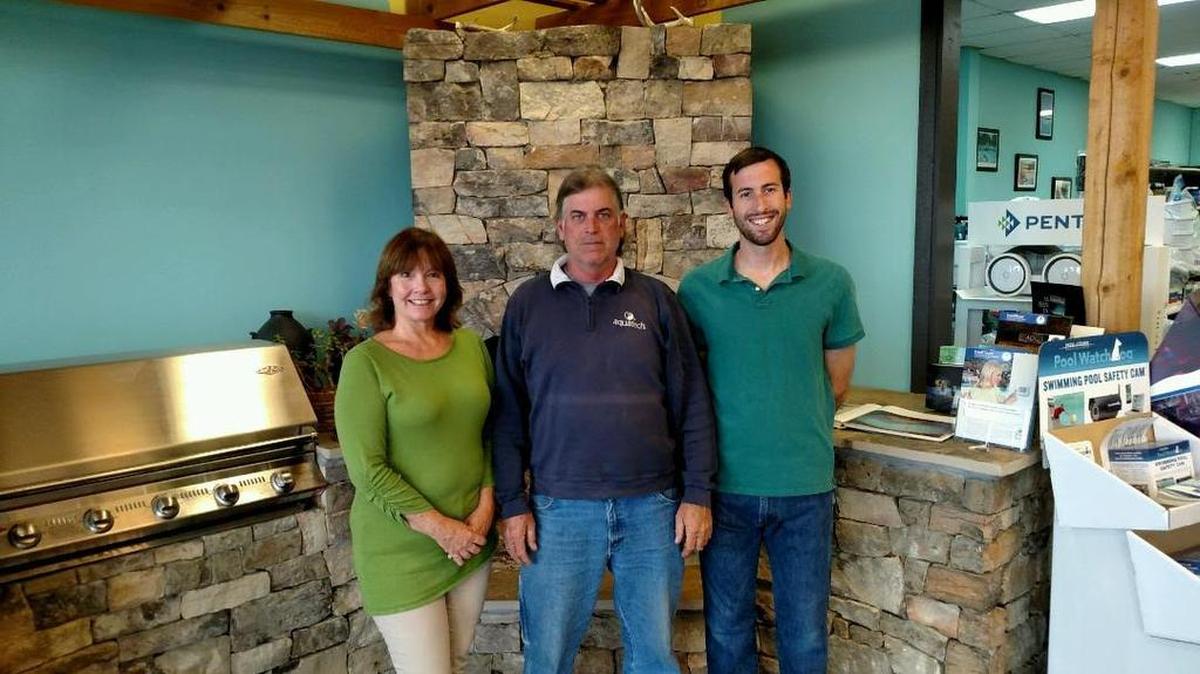 Lynn and Roger Banks of Banks Blue Valley Pool & Spa bought their pool business in 1982. Son Hoyt Banks is the construction project manager.