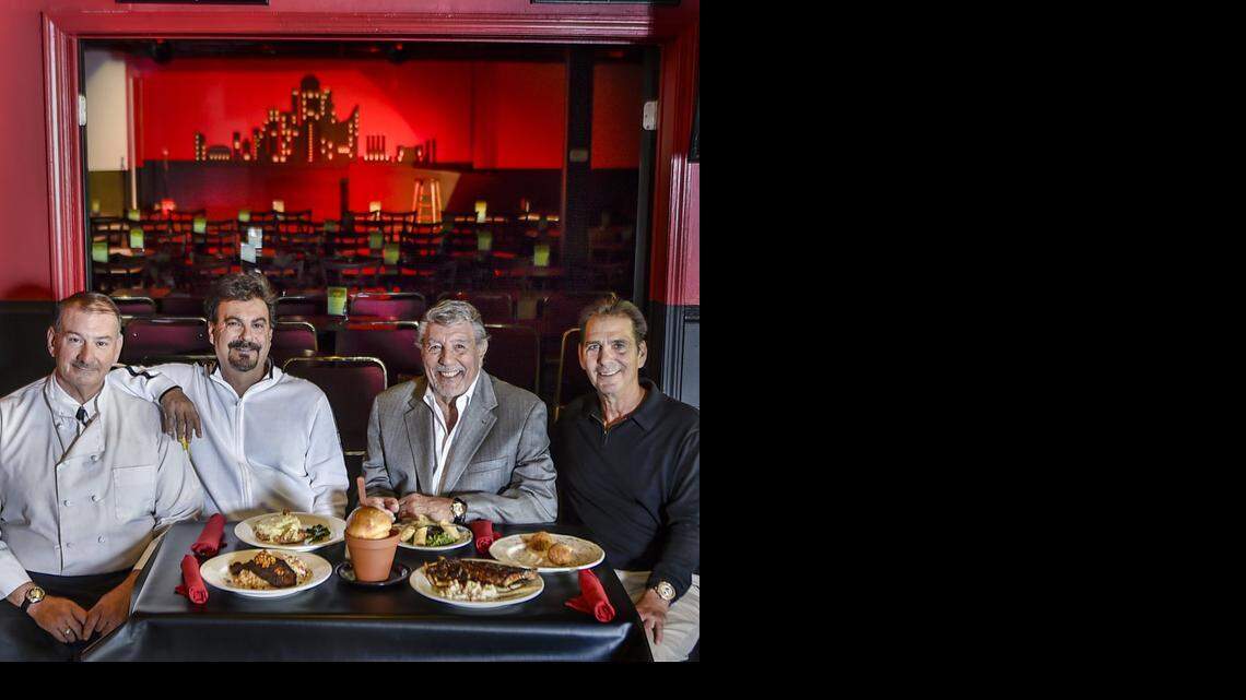 
Chef John Scott (from left), Craig Glazer, Stanford Glazer and Jeff Glazer are photographed on Tuesday, Oct. 7, in the restaurant at Stanford's Comedy Club, which has relocated from the Legends Outlets in Kansas City, Kan., to Rosana Square in Overland Park. The club has a new restaurant with a variety of dining choices including the famous flower pot bread made popular in their Westport restaurant Stanford & Sons.
