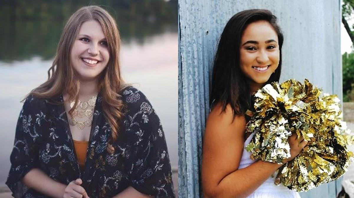 Olathe North senior Annabelle Darby (left) and Olathe South senior Hanna Carney (right) both earned perfect scores (36) on the ACT college-entrance exam.
