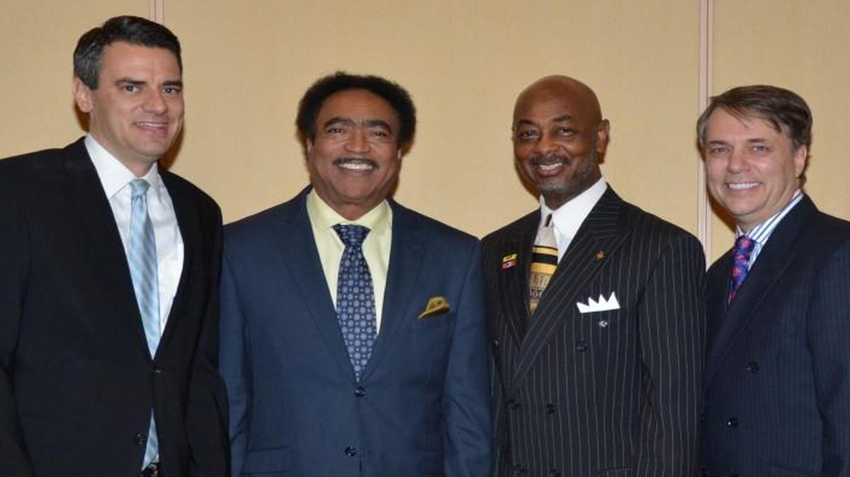 U.S. Rep. Kevin Yoder (from left); Henry E. Lyons, president of the Olathe, Overland Park, Leawood NAACP Unit; Blue Springs Mayor Carson Ross; and Kansas Lt. Gov. Jeff Colyer. Ross, the first African-American mayor Blue Springs, received the Legacy Award.