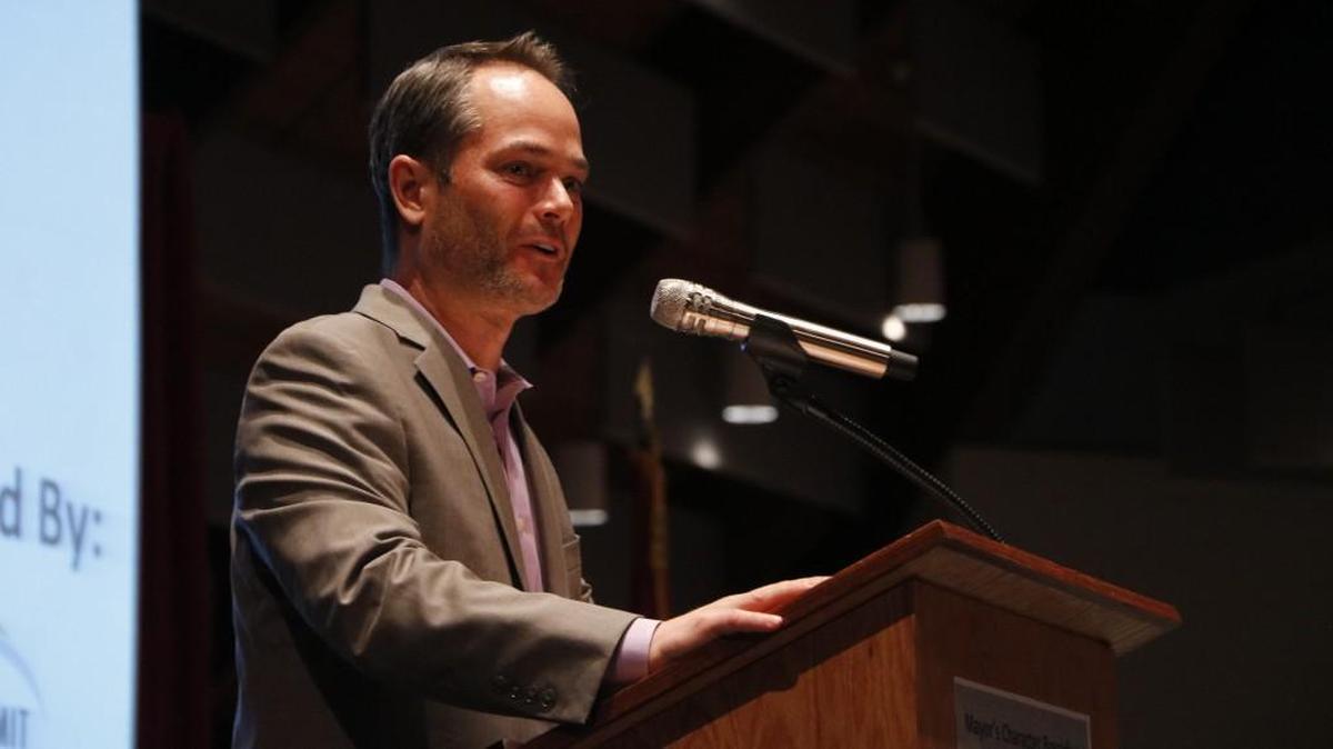 Kansas City Royals broadcaster Ryan Lefebvre served as the keynote speaker Thursday, Jan. 25, 2018, for the 15th annual Mayor’s Character Breakfast at John Knox Pavilion in Lee’s Summit. Lefebvre shared stories about personal struggles in his life and finding people of character who inspired him to move beyond them.