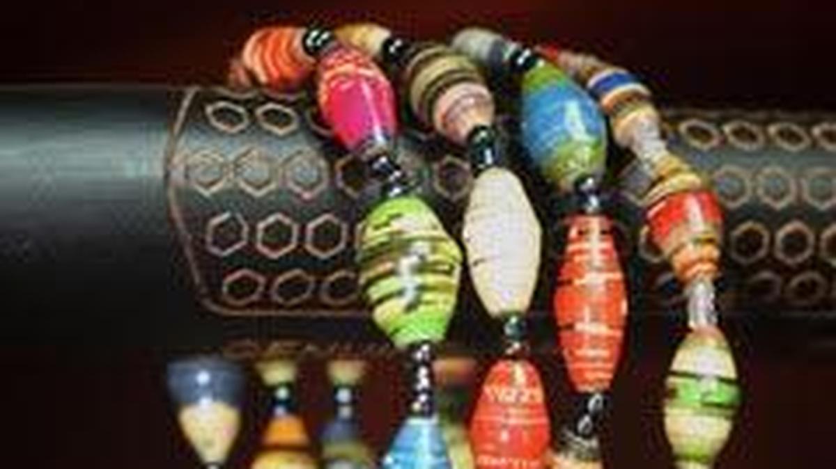 Katoga bracelet; hand-strung and painted, from project Lydia.