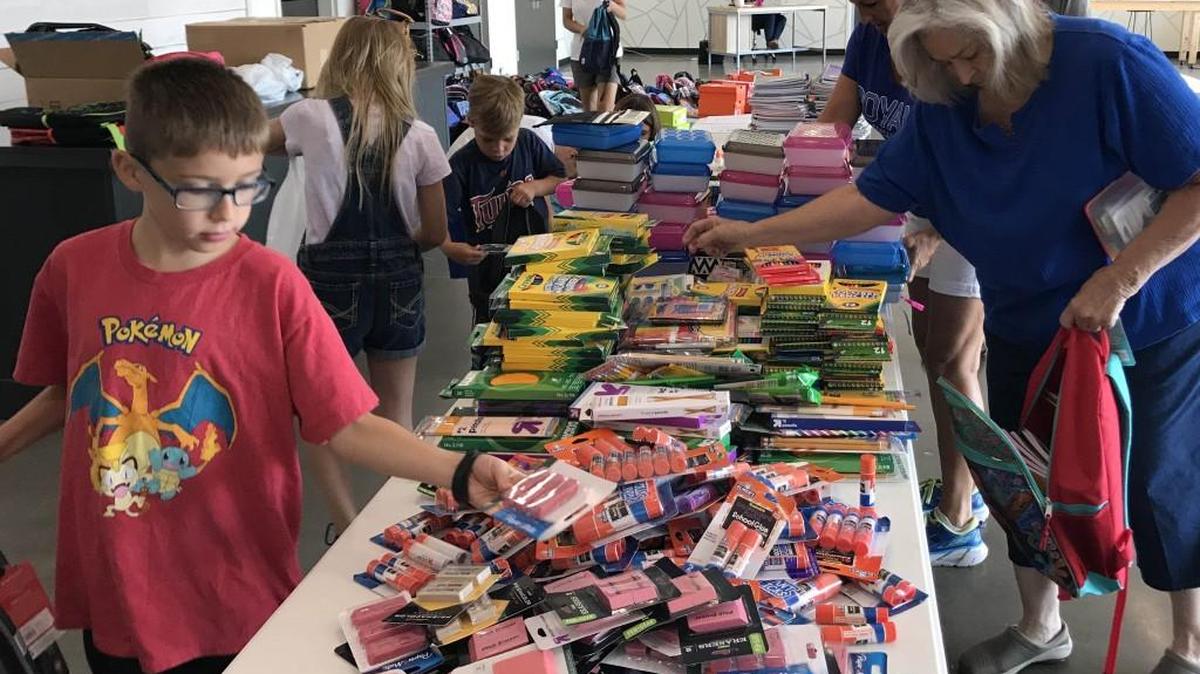 Summit Park and Coldwater volunteers packed school supplies and shoes collected by the Summit Park congregation in this August 2017 file photo. The school supply drive for children in neighborhoods served by Coldwater’s Summer Lunches program is one example of service opportunities in Lee’s Summit.