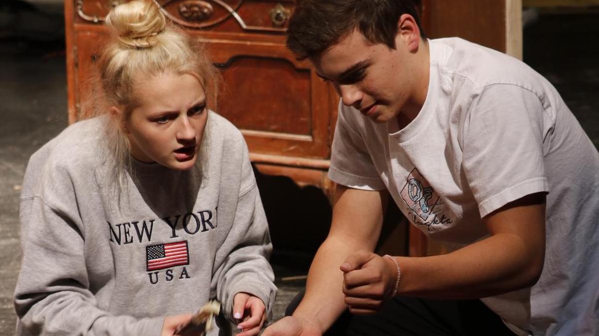 On Aug. 21, Emma Brewer (as Pamela Fitzgerald) and Logan Mathes (as Roddy Fitzgerald:)rehearsed onstage at Lee’s Summit West in preparation for the opening of the suspense drama, “The Uninvited.” The show will run Aug. 31 and Sept. 1.