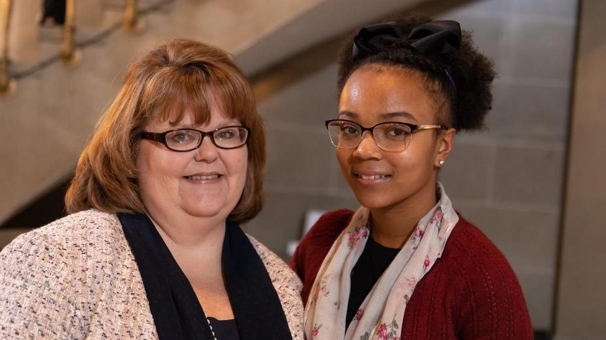 Summit Christian Academy seventh-grader Karinton Newton with Academic Dean Kimberlee Gill at the recent National School Choice Week Rally in Jefferson City.