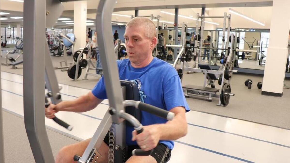 Scott Bilyeu of Lee’s Summit recently worked out at the newly renovated Longview Community Center. Bilyeu is one of more than 1,400 members who have joined the gym since it reopened in December.