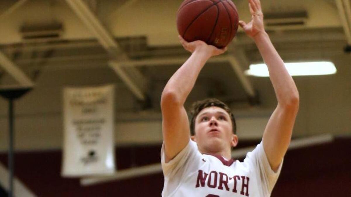 Tommy Erwin of Lee’s Summit North puts up a shot during the Broncos’ 71-51 loss Tuesday, Nov. 28, 2017, against Rockhurst at North.
