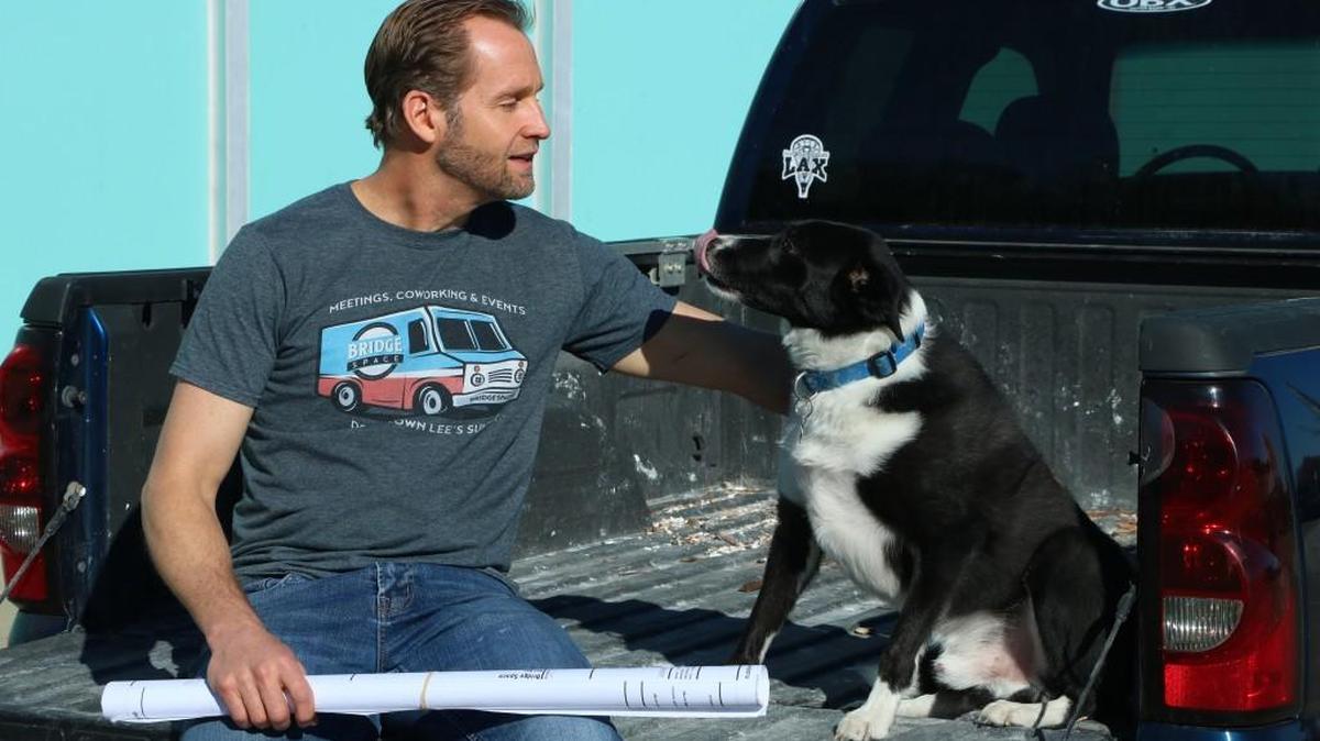 Ben Rao — founder of a new Lee’s Summit coworking space, Bridge Space, that is set to open in the spring — consulted recently with his border collie, Charlie, about renovation plans for the former downtown Lee’s Summit post office.