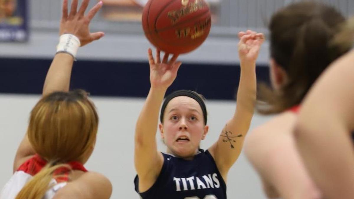 Lee’s Summit West guard Kenzie Beeler took a shot during the Titans’ 45-43 loss Jan. 5 against the reigning Class 5 state champions, Kirkwood, at West.