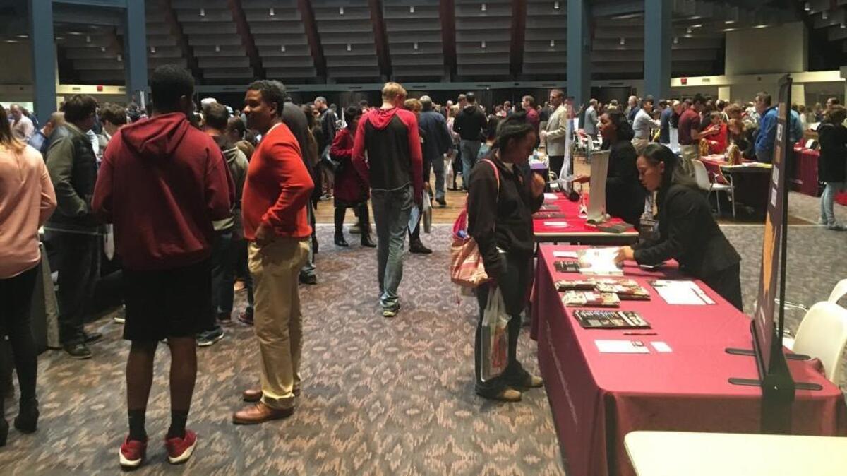 College-bound high school students in the Lee’s Summit R-7 School District, (pictured) some of whom participated in the college fair at John Knox Village earlier this year, will have a new dual-credit option thanks to Innovation Track.