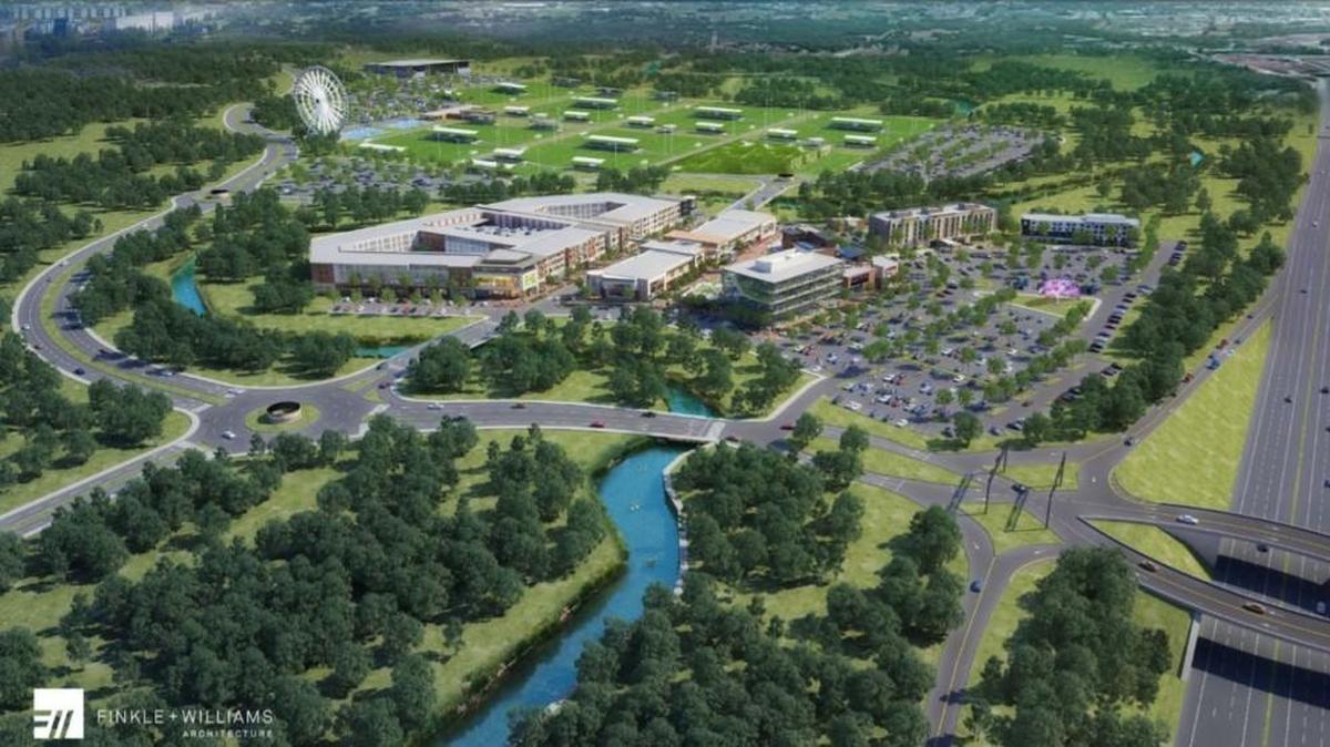 Bird’s eye of the proposed Paragon Star mixed-use development, which is to include a soccer complex, retail shops, two hotels, apartments and even a Ferris wheel if developers ever succeed in getting it built.