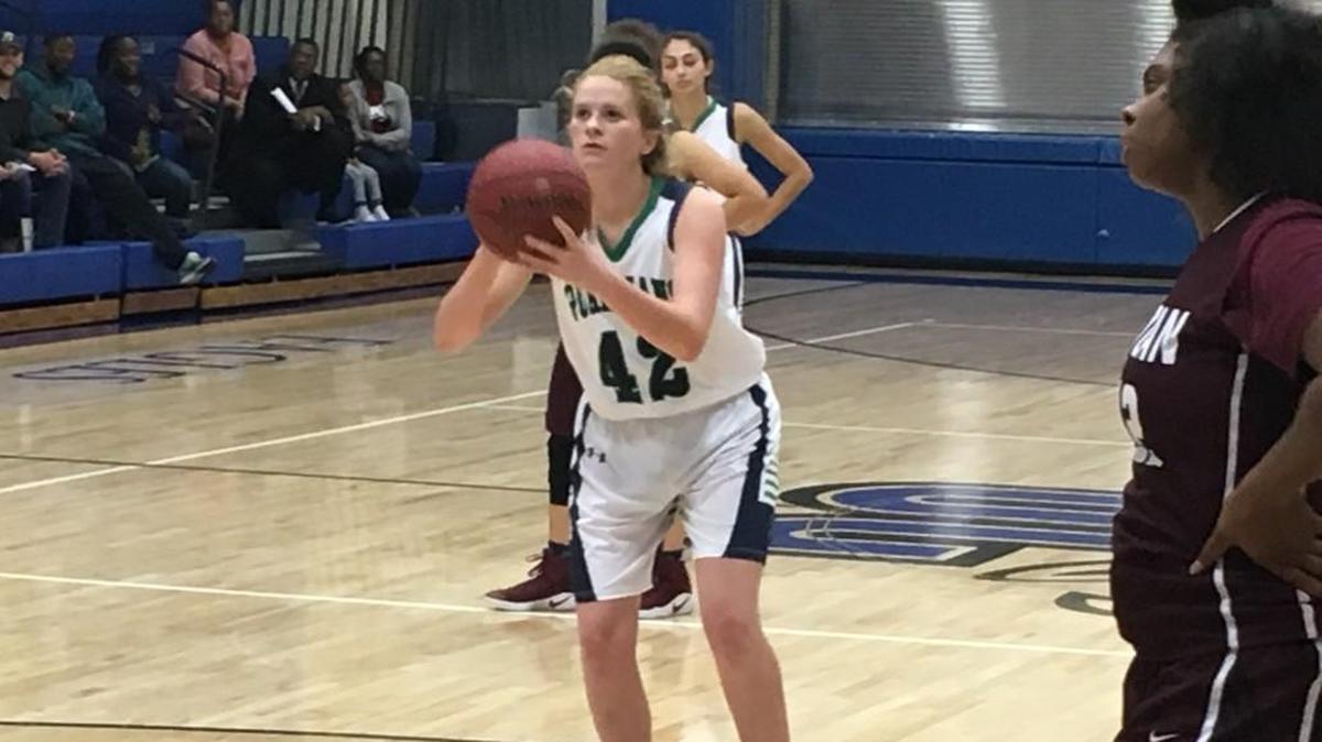 St. Michael the Archangel junior Alex Pocock attempted a free throw Monday, Nov. 27, 2017, during the Guardians’ 33-29 loss against Hogan Prep in the first round of the Eagle Invitational at Summit Christian Academy. Pocock and most of the Guardians played last season for coach Mary Kroening at O’Hara.