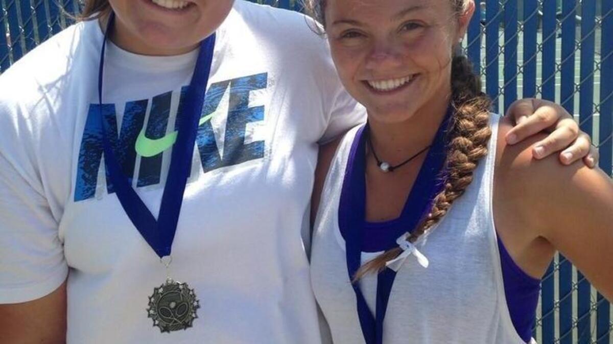 Lindsey Allin (right) of Lee’s Summit won the varsity girls singles title and teamed with Kourtney Glenn to win varsity girls doubles in the KC Summer Slam Series.