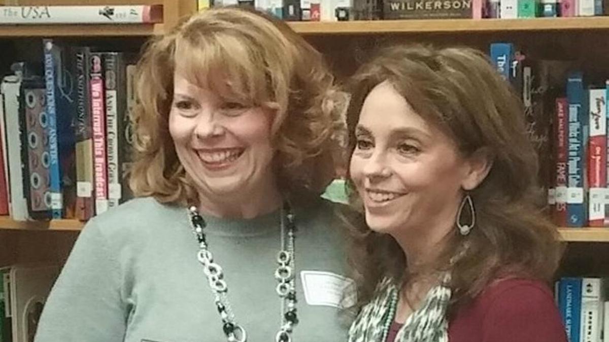 Jaci Hurley (left) and Laura Maxwell were recognized recently for their work with school libraries.