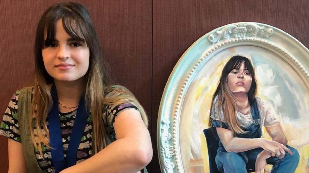 Savannah Meyer and her award-winning work, “Deity.”