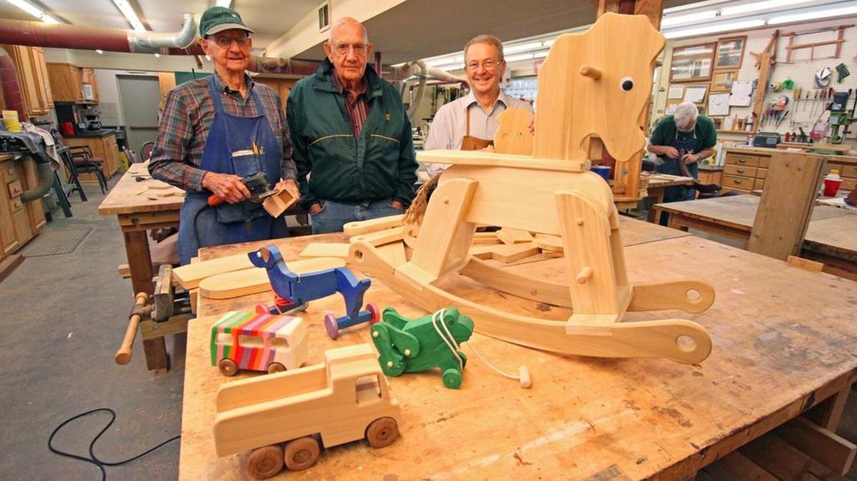 Resident volunteers with the Hobby Hut at John Knox Village recently donated 30 rocking horses along with 12 easels and a variety of other small wooden toys to Lee’s Summit Social Services. The toys will be passed out to families in need beginning in December through Lee’s Summit Social Services’ Christmas program.