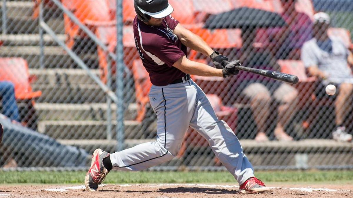 Lee’s Summit Outlaws catcher Justin McEnroe, who connected on a pitch last month during the Wood Bat Invitational, drove in four runs during the Outlaws’ 9-1 victory over Jefferson City Post 5 in the American Legion State Tournament.