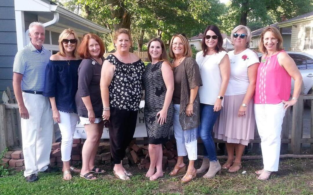 Lee’s Summit realtors with Better Homes and Gardens Real Estate Kansas City Homes helped raise money through a happy-hour event for the Veterans Community Project. The realtors are pictured (from left): Kurt Lutz, Susie Zammar, Leslie Corcoran, Janice Panus, Joanna Williams, Liz Phillips, Leslie Marshall, Jane Bollin and Michele DuPont.