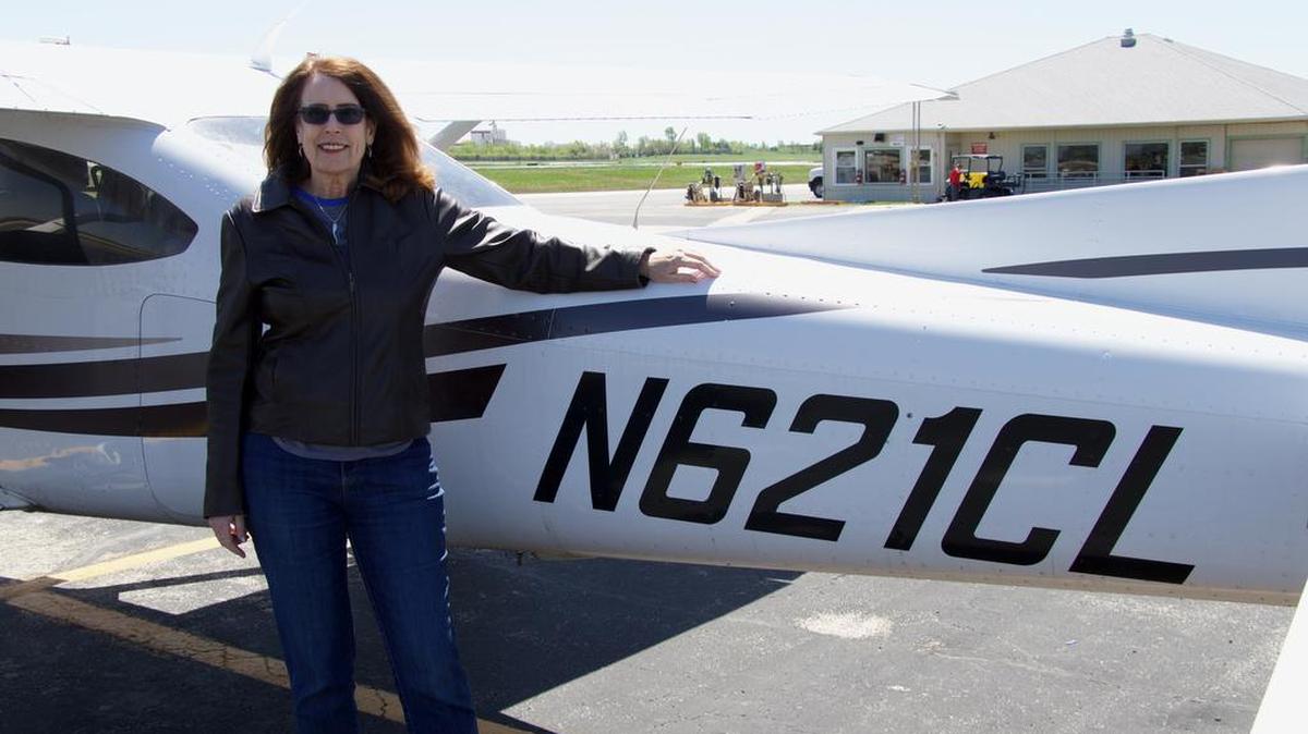Jeanne Willerth with her Cessna 182 Skylane.