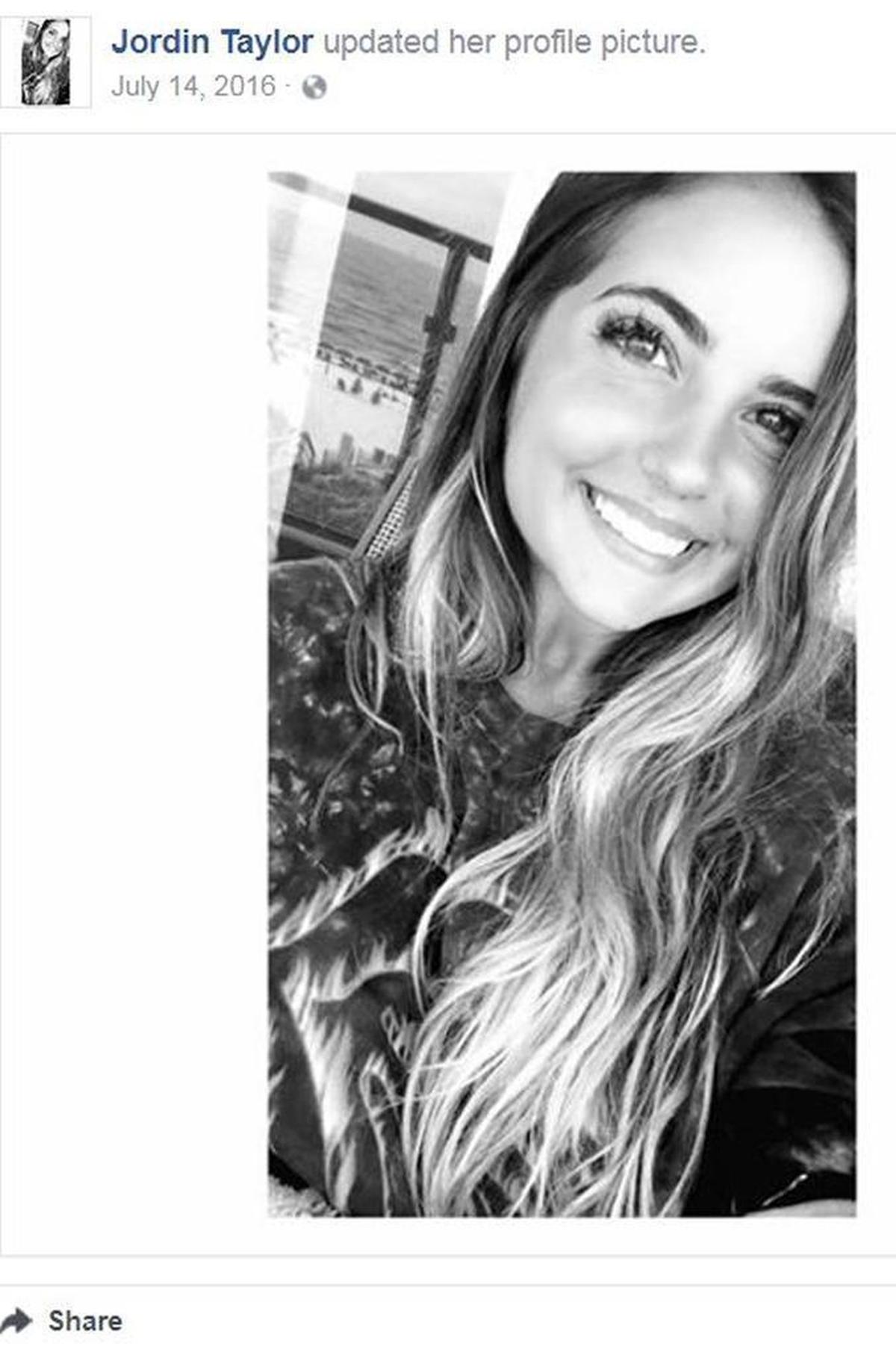 Jordin Taylor posted this as her Facebook profile picture the summer before a Texas party bus struck and killed her.