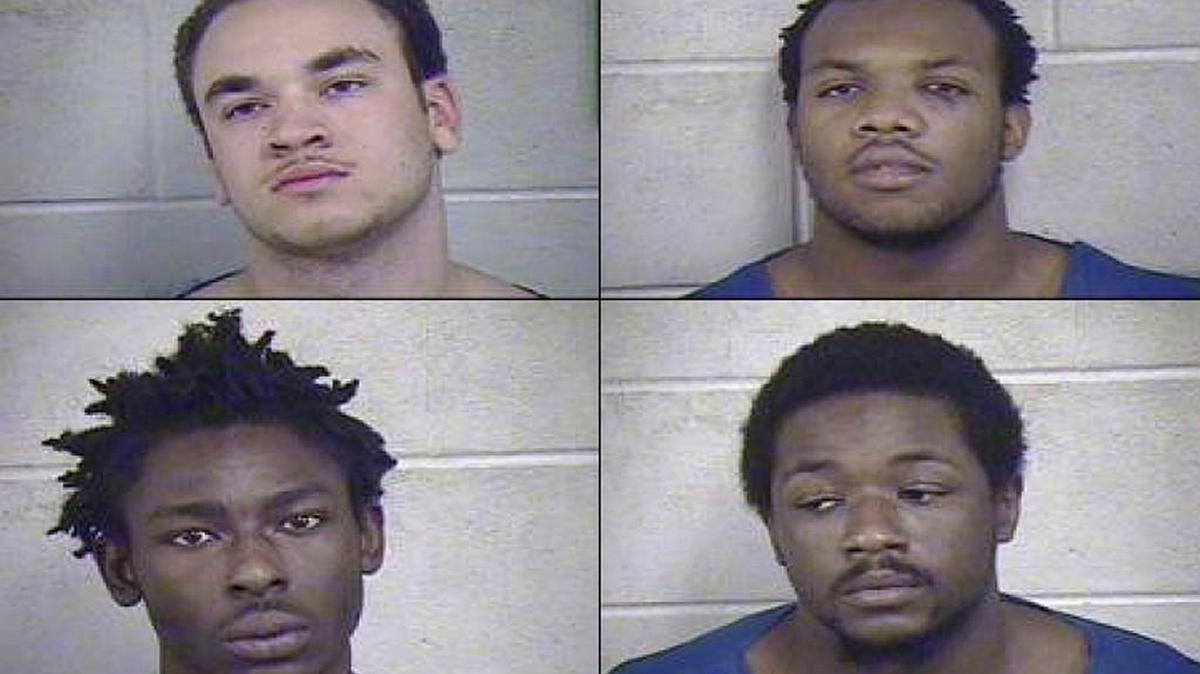 Three men and a teen are accused of committing a series of armed robberies. The accused robbers are (from left to right and top to bottom) Sheldon A. Wrightsman, 21, Cleveland Williams, 21, Tyrone E. Willard II, 19, and Joshua A. Hanley, 26, all of Kansas City.