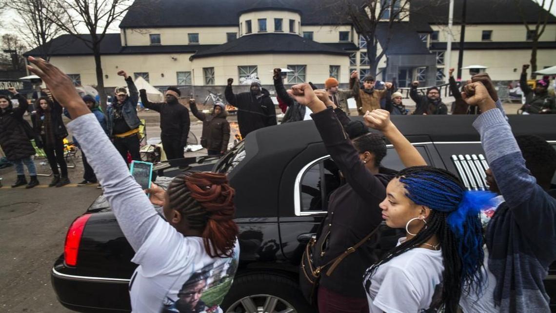 Fatal shootings by police officers such as the one that killed Jamar Clark in 2015 have made policing harder, law enforcement said in a Pew survey. At Clark’s funeral, family members got out of a limousine to show show support for the Black Lives Matter supporters present.