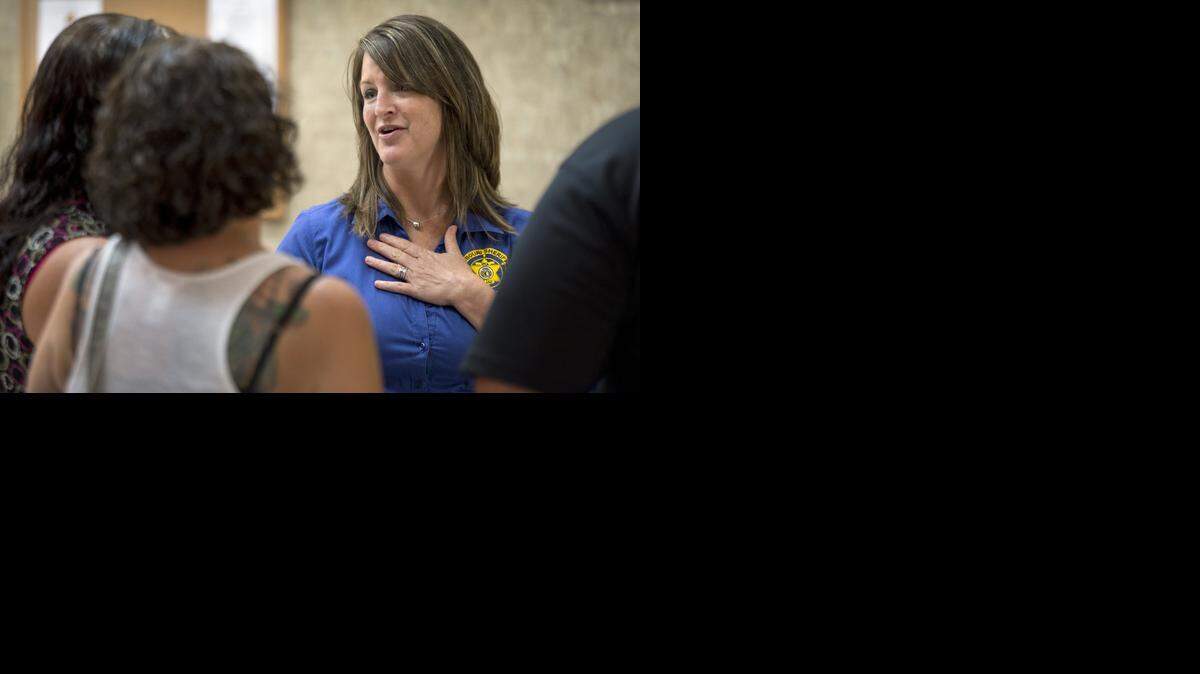 
Kim Case’s job sends her all over the state. This month she was at the Holt County Courthouse in Oregon, Mo., to be with a victim and speak to the family about the case. Said Kevin Merritt with the sheriffs’ association: “She will get a call, get in her car and drive several counties away … and then go to court with them.”
