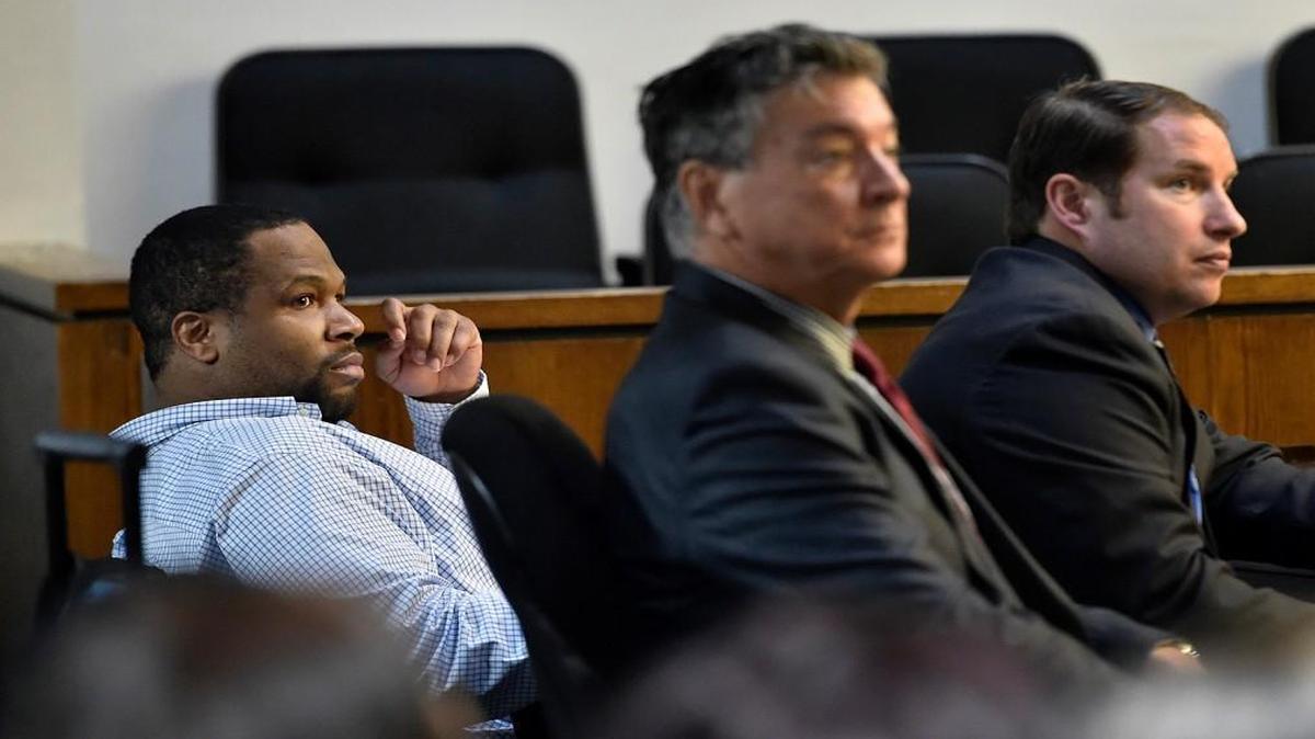 During the jury selection process for brothers Dale and James Willis, the counsel for James Willis withdrew. In a subsequent scheduling hearing Tuesday, Aug. 9, 2016, Dale Willis (from left) appeared with attorneys Dan Ross and Craig Divine at the Johnson County Courthouse in Olathe. The Willises are charged with first-degree murder in the September shooting death of rapper Jurl Carter, 24, outside The Roxy, an Overland Park bar. The judge released the jury; selection for Dale Willis' trial is scheduled for Aug. 22.