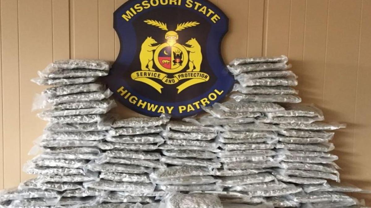Troopers seized more than 100 pounds of marijuana during a traffic stop in Platte County Friday.