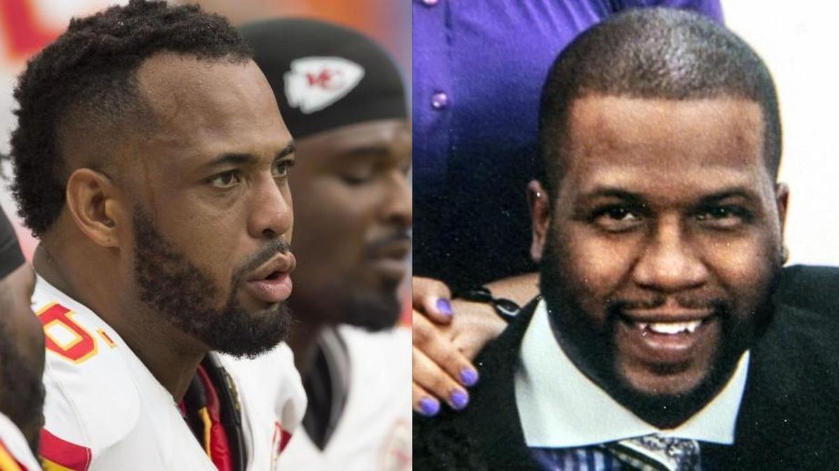 The Kansas City Chiefs’ Derrick Johnson (left) helped raise medical funds for injured Lyft driver Antoine Roston, who survived a shooting while working.