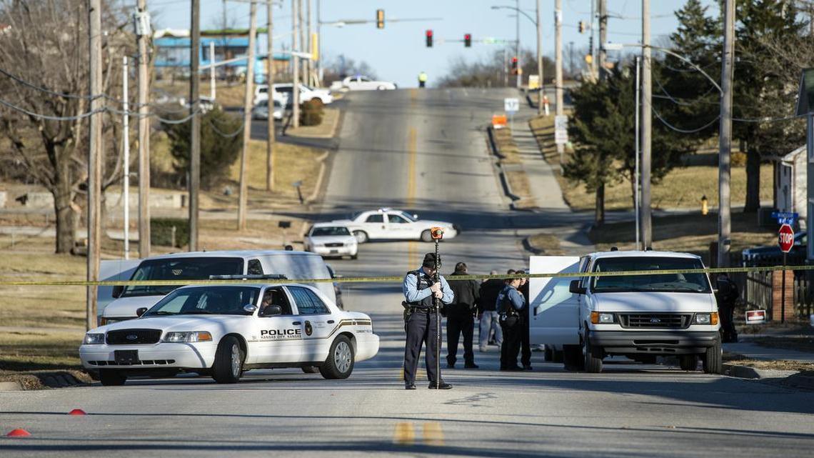 Kansas City, Kan., police and other area law enforcement agencies investigated the scene where a man with a knife suffered a life-threatening injury after a Wyandotte County sheriff’s deputy shot him at Sixth Terrace and County Line Road on Thursday in Kansas City, Kan. According to authorities, he tried to hold up a Dollar Tree store with the knife near where he was shot.