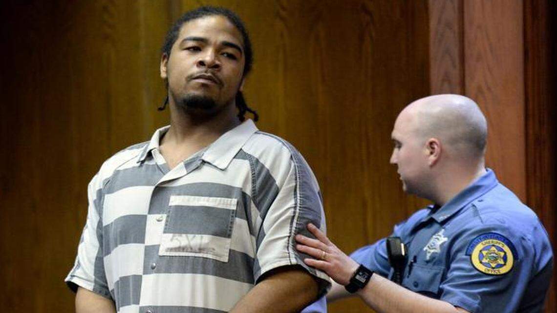 
Dyron M. King made a first appearance in Wyandotte County Div. 13 court Monday, March 9, 2015. King along with two other suspects were charged in an armed robbery that authorities believe may be connected to a string of robberies including one that left a Wyandotte County sheriff deputy critically wounded after he was fired on by armed robbers last week in Kansas City, Kan.
