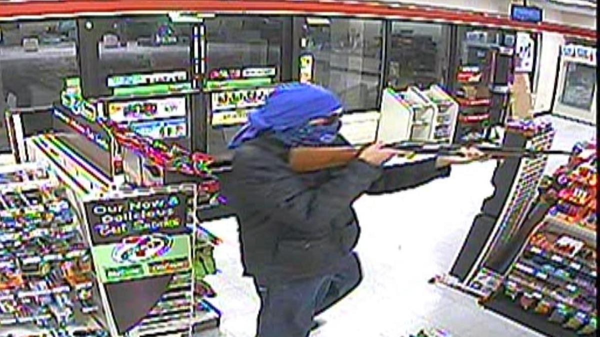 
A man armed with a shotgun shot a clerk Wednesday during a robbery at a 7-Eleven in Merriam.

