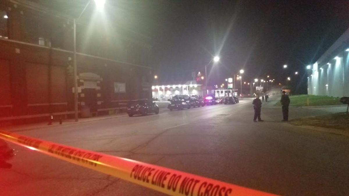 Police were searching for a man they believe used a cane with a knife at the end of it to fatally stab one person and injure another Wednesday in Kansas City.