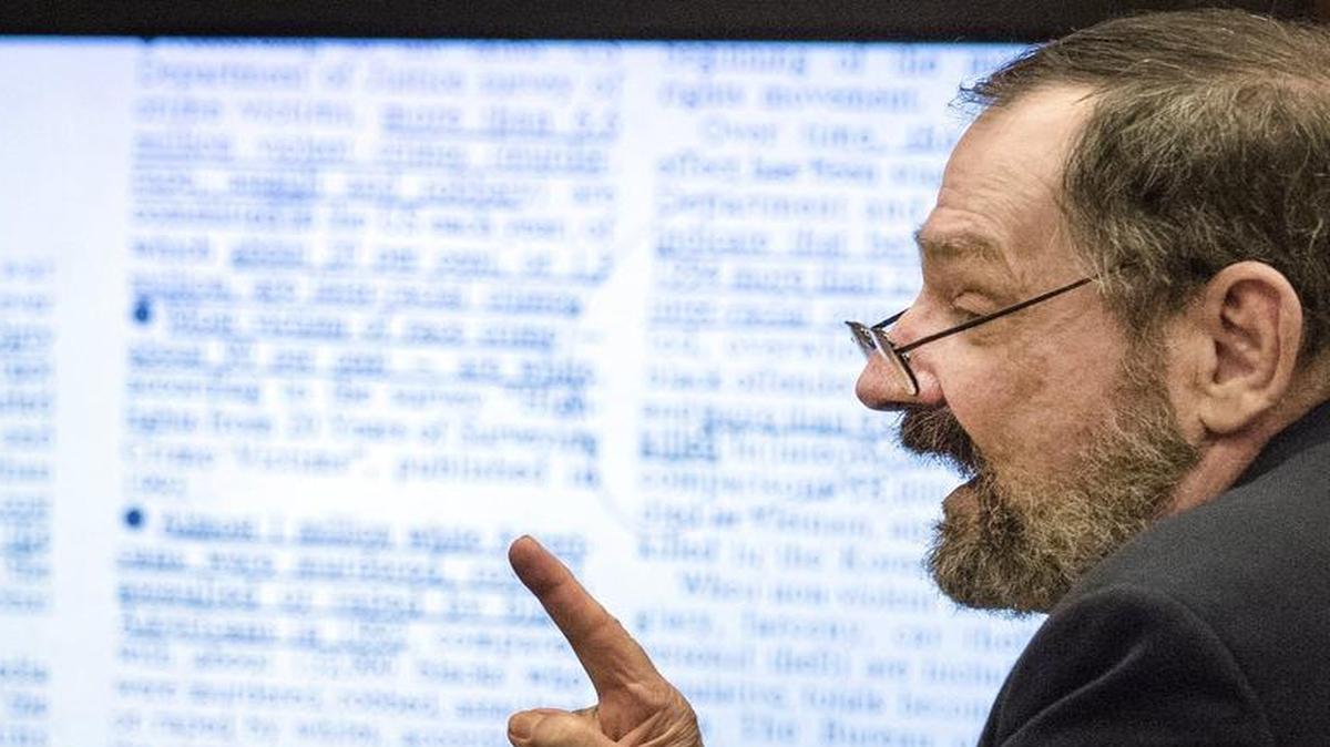 
F. Glenn Miller Jr. spoke to the jury about an Australian newspaper article Wednesday during the penalty phase of his murder trial in the Johnson County Courthouse in Olathe.
