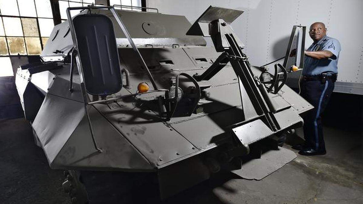 
After the civil unrest of the late 1960s, Kansas City police acquired an armored military surplus vehicle that dated to World War II. The vehicle, which officers used to save a wounded comrade's life 1971, is part of the long history of armored vehicle use by Kansas City area law enforcement agencies, dating from the 1930s through today. Sgt. Tony Sanders heads the Kansas City Police Historical Society, which now owns the vehicle.
