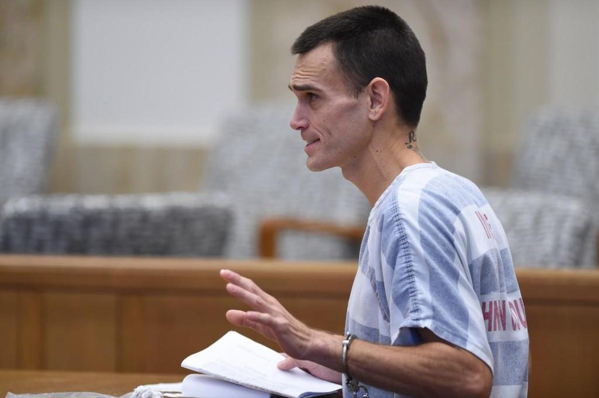 Justin Rey was removed from a hearing following an outburst in Johnson County District Court. Rey was charged with child endangerment following the discovery of his wife’s dismembered body in a Lenexa storage unit.