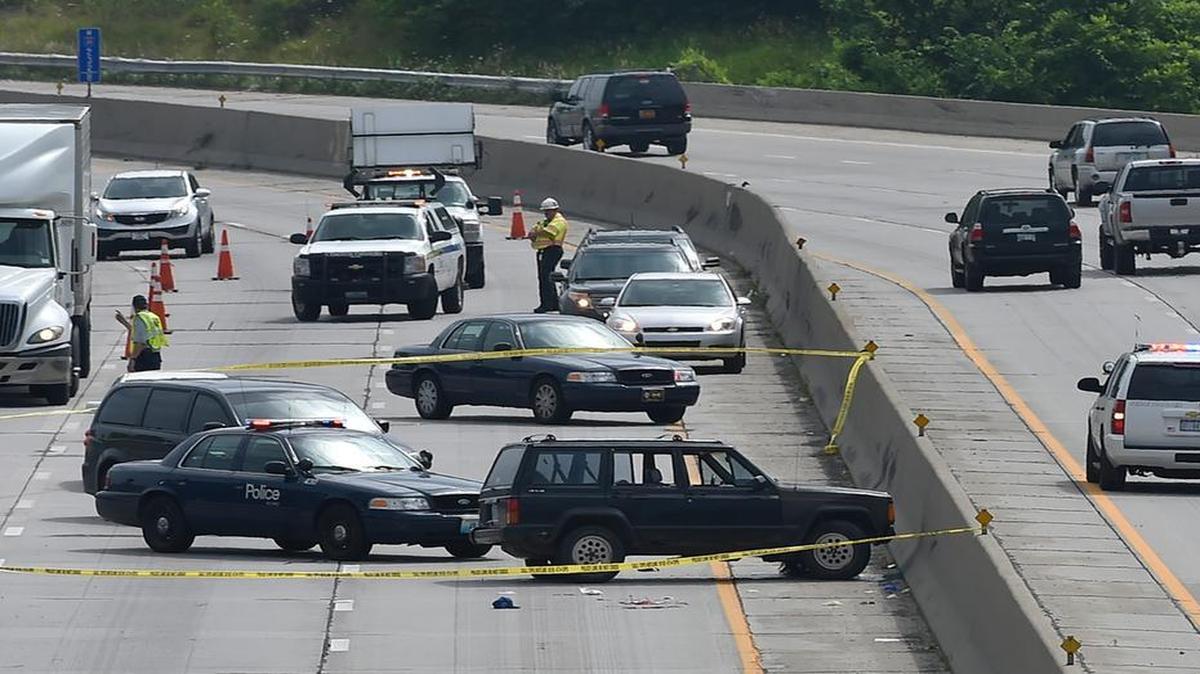 
Police processed the scene on southbound Interstate 35 after a police pursuit Thursday ended in a crash on the highway near the 18th Street Expressway in Wyandotte County.
